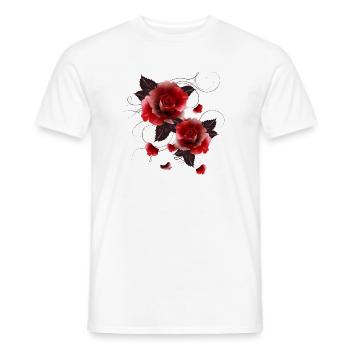 zwei wunderschöne faszinierende rote Rosen - Männer T-Shirt - Weiß - Vorne - AI Model Male 178 dark (178cm)
