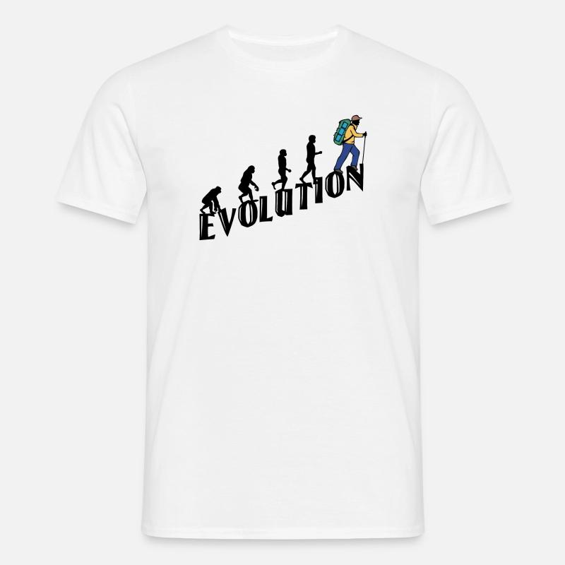 Wandern Evolution Wanderer Wanderung Klettern - Männer T-Shirt - Weiß