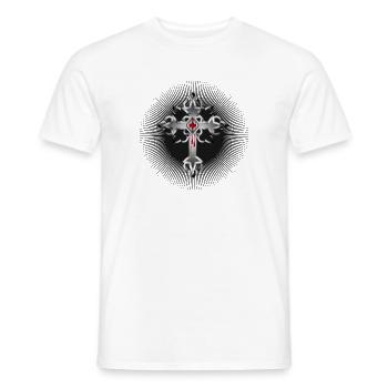 croix gothique rayonnante faite d’éléments gothiques - T-shirt homme - blanc - Devant - AI Model Male 178 dark (178cm)
