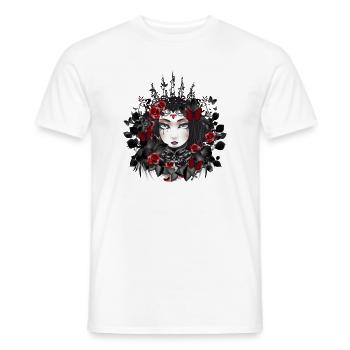 Victorian Gothic queen with crown and roses - Men's T-Shirt - white - Front - AI Model Male 178 dark (178cm)