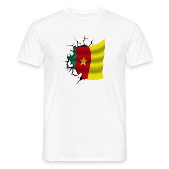 Flag of Cameroon - Cameroon - Flag Broken Design - Men's T-Shirt - white - Front - AI Model Male 178 dark (178cm)