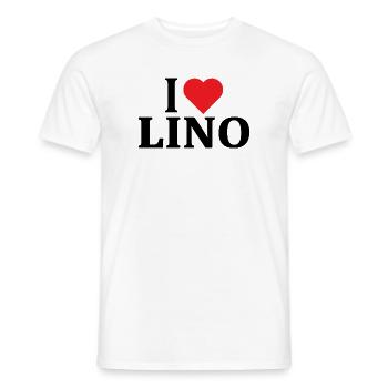 nom du t-shirt J’adore Lino idée cadeau t-shirt - T-shirt homme - blanc - Devant - AI Model Male 178 dark (178cm)