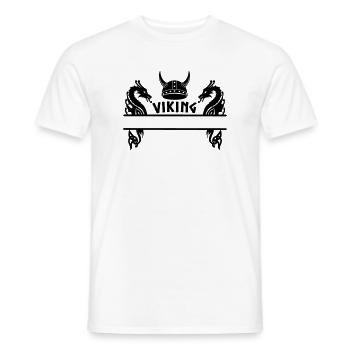 Plaque signalétique du casque de dragon viking - T-shirt homme - blanc - Devant - AI Model Male 178 dark (178cm)