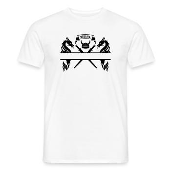 Plaque signalétique viking deux épées, casque - T-shirt homme - blanc - Devant - AI Model Male 178 dark (178cm)