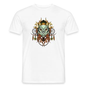 Hibou élégant avec capteur de rêves - T-shirt homme - blanc - Devant - AI Model Male 178 dark (178cm)