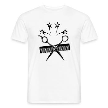 Star ciseaux peigne coiffeur - T-shirt homme - blanc - Devant - AI Model Male 178 dark (178cm)