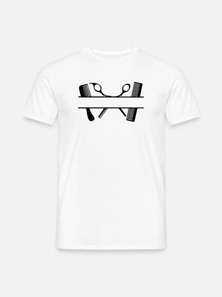 Zwei Kämme und Scheren Textbanner - Männer T-Shirt - Weiß