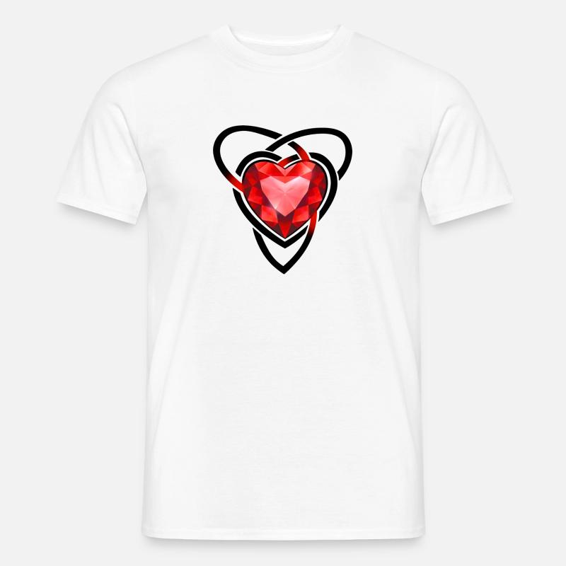 Facettiertes rotes Edelsteinherz - Männer T-Shirt - Weiß