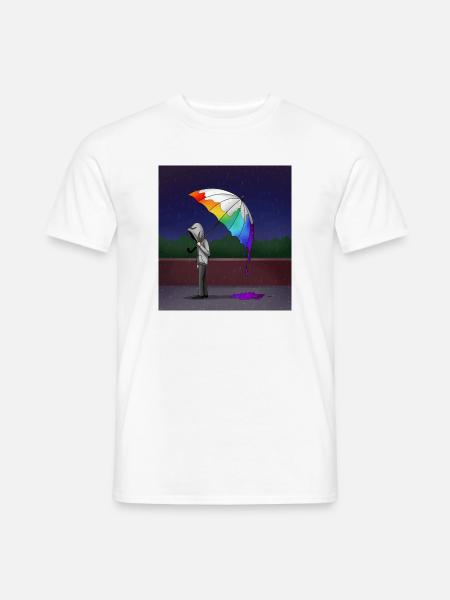 Regenbogenschirm Melancholie - Männer T-Shirt - Weiß