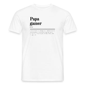 Papa Gamer : Cadeau pour papa - T-shirt homme - blanc - Devant - AI Model Male 178 dark (178cm)