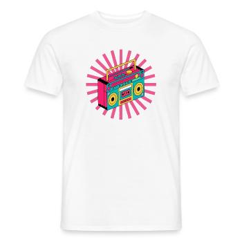 rétro, 90's, 1990, vintage, stéréo - T-shirt homme - blanc - Devant - AI Model Male 178 dark (178cm)