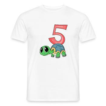 5 Birthday 5 years old with animal motif - five - Men's T-Shirt - white - Front - AI Model Male 178 dark (178cm)