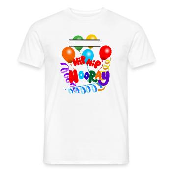 Hüfte Hurra Luftballons und Girlanden Namensbanner - Männer T-Shirt - Weiß - Vorne - AI Model Male 178 dark (178cm)