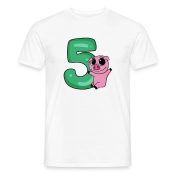 5 Birthday 5 years old with animal motif - five - Men's T-Shirt - white - Front - AI Model Male 178 dark (178cm)