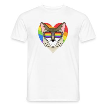 Regenbogen - Katze Singapura mit Brille und Herz - Männer T-Shirt - Weiß - Vorne - AI Model Male 178 dark (178cm)