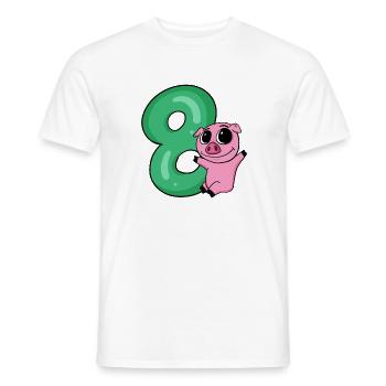 8 Birthday 8 years old with animal motif - eight - Men's T-Shirt - white - Front - AI Model Male 178 dark (178cm)