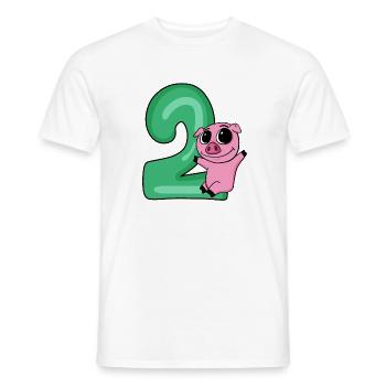 2 Anniversaire 2 ans avec motif animal - Deux - T-shirt homme - blanc - Devant - AI Model Male 178 dark (178cm)