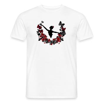 Ballerina Silhouette mit Eukalyptus & roten Rosen - Männer T-Shirt - Weiß - Vorne - AI Model Male 178 dark (178cm)