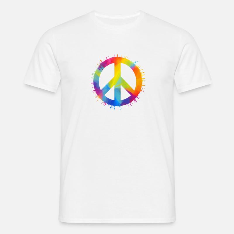 Regenbogen Peace - Männer T-Shirt - Weiß