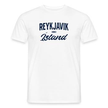 Lettrage bleu Reykjavik - T-shirt homme - blanc - Devant - AI Model Male 178 dark (178cm)