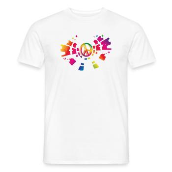 colorful peace sign for the festival season - Men's T-Shirt - white - Front - AI Model Male 178 dark (178cm)