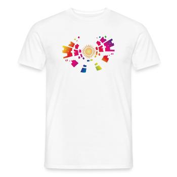 Colorful sun symbol for the festival summer - Men's T-Shirt - white - Front - AI Model Male 178 dark (178cm)