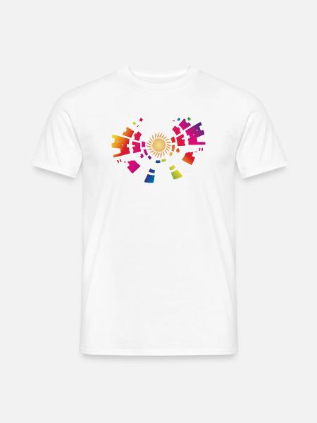 farbenfrohes Sonnen Symbol für den Festival Sommer - Männer T-Shirt - Weiß