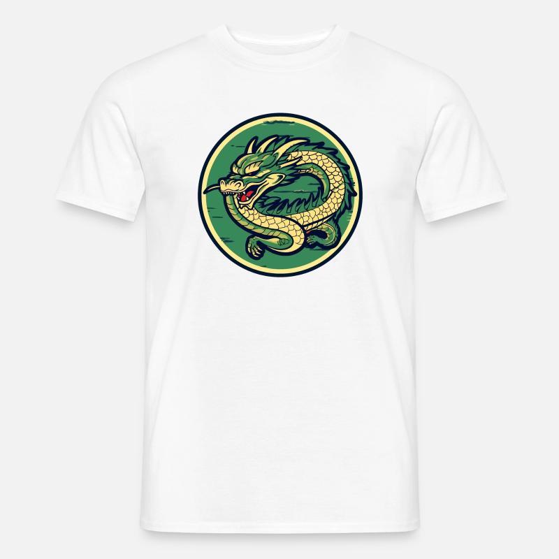 Dragon Crest Circle Patch - Männer T-Shirt - Weiß