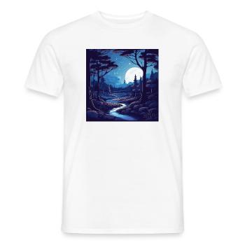 Paysage forestier surréaliste la nuit - T-shirt homme - blanc - Devant - AI Model Male 178 dark (178cm)