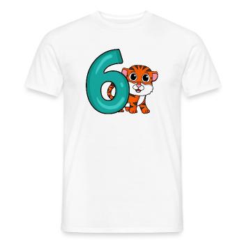 6 Birthday 6 years old with animal motif - six - Men's T-Shirt - white - Front - AI Model Male 178 dark (178cm)