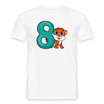 8 Birthday 8 years old with animal motif - eight - Men's T-Shirt - white - Front - AI Model Male 178 dark (178cm)