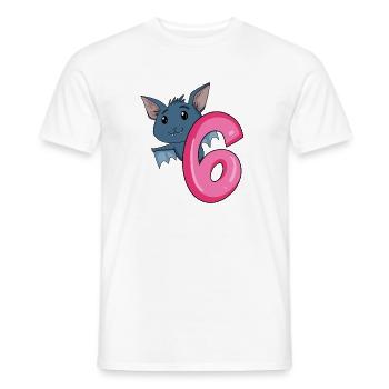 6 Birthday 6 years old with animal motif - six - Men's T-Shirt - white - Front - AI Model Male 178 dark (178cm)