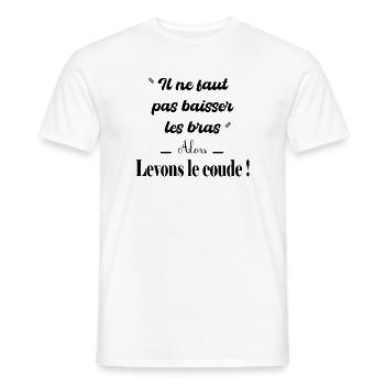 Ne baissons pas les bras! - T-shirt homme - blanc - Devant - AI Model Male 178 dark (178cm)