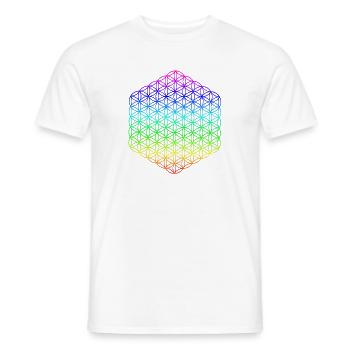 Flower of Life - 5th Dimension - Mandala - Men's T-Shirt - white - Front - AI Model Male 178 dark (178cm)