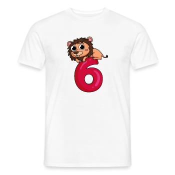 6 Birthday 6 years old with animal motif - six - Men's T-Shirt - white - Front - AI Model Male 178 dark (178cm)