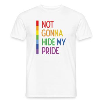 Mois de la fierté LGBTQ - Je ne vais pas cacher ma fierté - T-shirt homme - blanc - Devant - AI Model Male 178 dark (178cm)