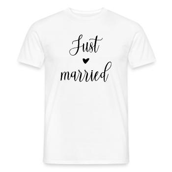 Juste marié avec cœur - T-shirt homme - blanc - Devant - AI Model Male 178 dark (178cm)