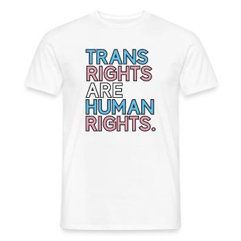 Mois de la fierté LGBT - Les droits des trans sont des droits humains - T-shirt homme - blanc - Devant - AI Model Male 178 dark (178cm)