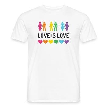 Mois de la fierté LGBT - Love is Love - T-shirt homme - blanc - Devant - AI Model Male 178 dark (178cm)