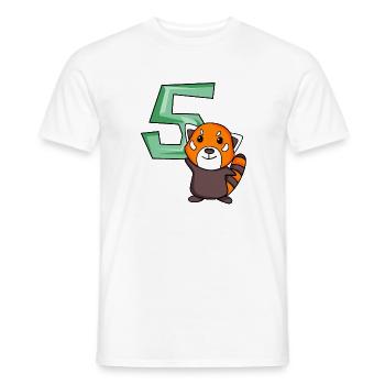 5th Birthday Motif Red Panda - five years old - Men's T-Shirt - white - Front - AI Model Male 178 dark (178cm)