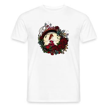 Princesse dans la roseraie au look Art Nouveau - T-shirt homme - blanc - Devant - AI Model Male 178 dark (178cm)