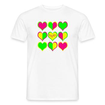Neon Herzen Muster HeartBeat - Männer T-Shirt - Weiß - Vorne - AI Model Male 178 dark (178cm)