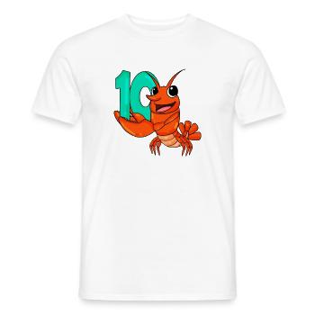 10th birthday motif lobster - ten years - Men's T-Shirt - white - Front - AI Model Male 178 dark (178cm)