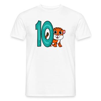 10th Birthday Motif Tiger - ten years - Men's T-Shirt - white - Front - AI Model Male 178 dark (178cm)