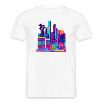 80s Skyline - Männer T-Shirt - Weiß - Vorne - AI Model Male 178 dark (178cm)