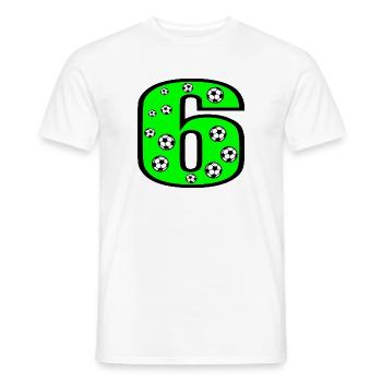Zahl 6 - Sechs - Fussball - 6. Kindergeburtstag - Männer T-Shirt - Weiß - Vorne - AI Model Male 178 dark (178cm)
