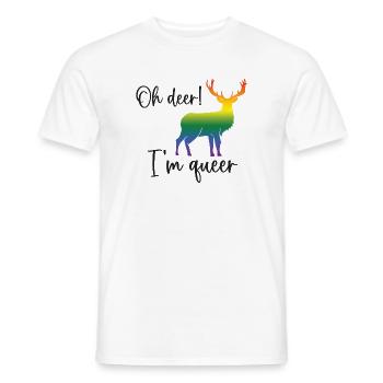 Mois de la fierté LGBTQ - Oh cerf je suis queer! - T-shirt homme - blanc - Devant - AI Model Male 178 dark (178cm)