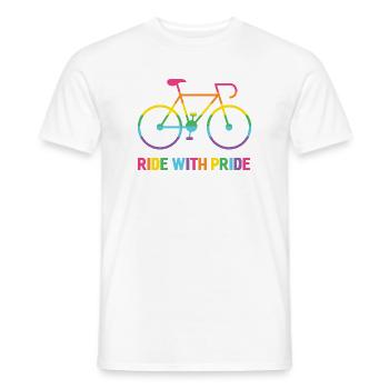 LGBTQ-Radfahrer - Fahre mit Stolz - Männer T-Shirt - Weiß - Vorne - AI Model Male 178 dark (178cm)