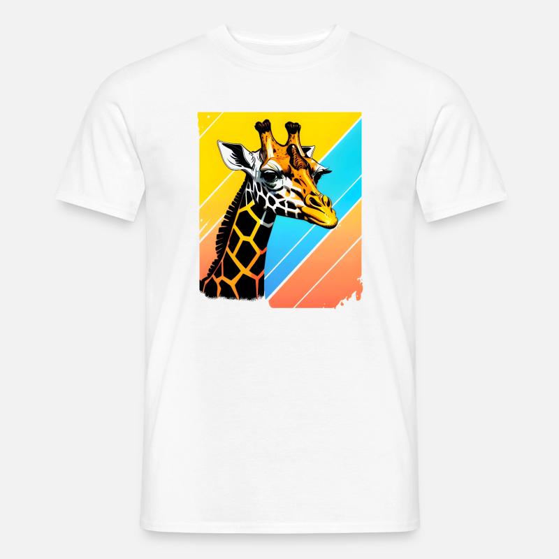 Giraffe Pop Art Farbgeometrie - Männer T-Shirt - Weiß