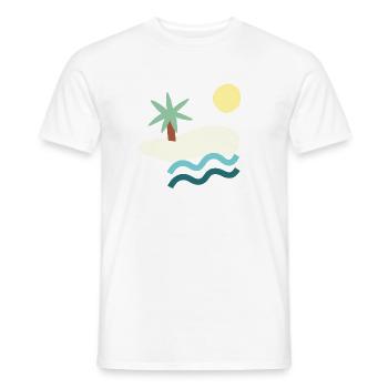 Sonnenstrand Paradies Minimalistische Illustration - Männer T-Shirt - Weiß - Vorne - AI Model Male 178 dark (178cm)